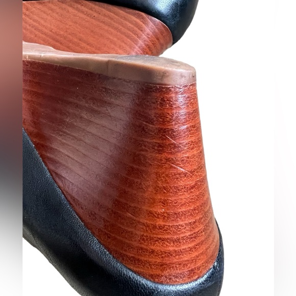 Tory Burch Lowell II Black Peep Toe Wedges Size 8M - Picture 8 of 10